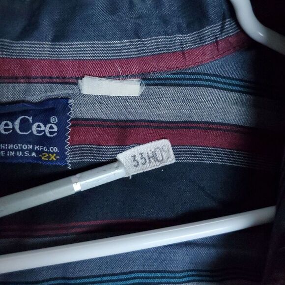 Vintage Dee Cee Vertical Stripe Western Long Sleeve Women's Size 2X Made In USA - Picture 3 of 13